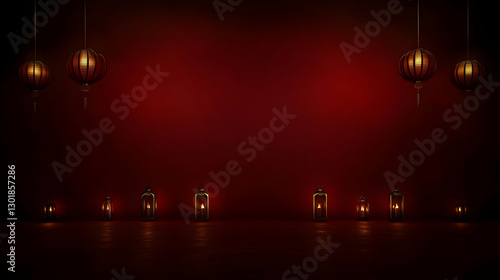 3D Illustration Red Backgro...