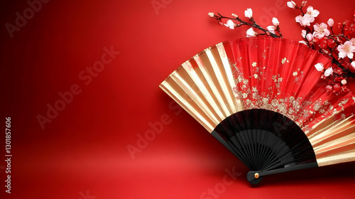 Photo Red and Gold Fan with...