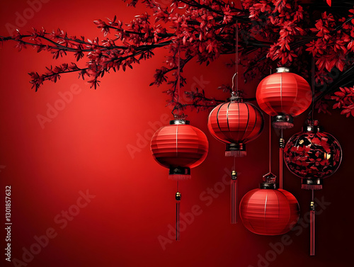 3D Illustration Red Lantern...