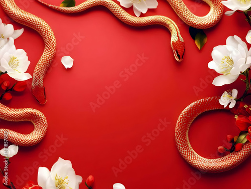 3D Illustration Red Snake a...