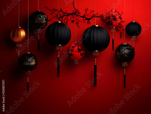 Red Background 3D Render of...