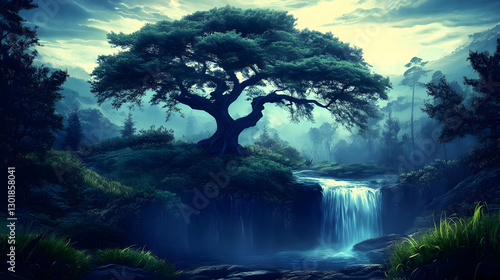 Mystical Waterfall Forest I...