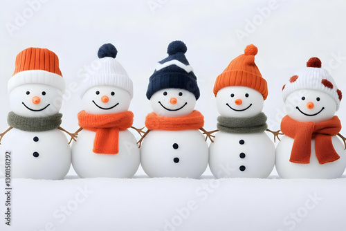 Illustration Five Snowmen W...