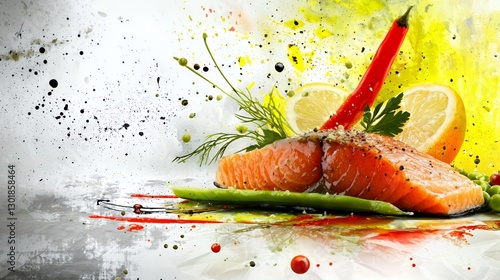 Salmon Fillet with Lemon, Chili Pepper and Herbs