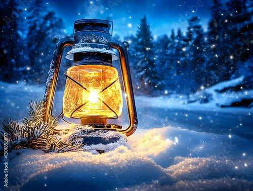 Photo Winter Night Snow Lan...