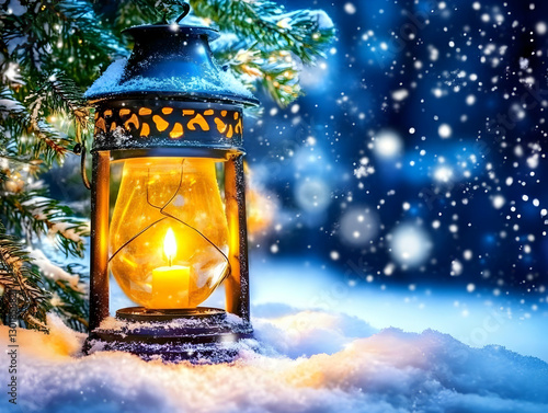 Photo Winter Lantern Snow C...