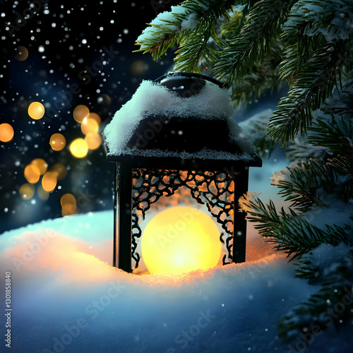 Photo Winter Night Snow Lan...