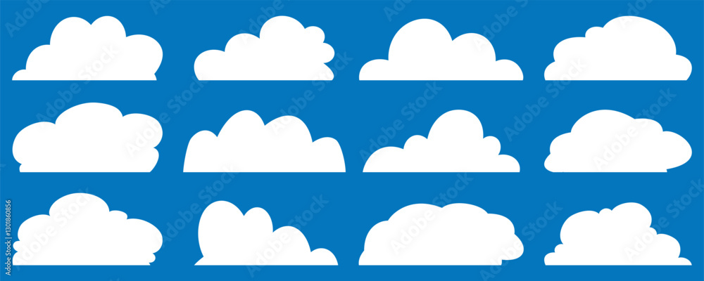 Cartoon clouds, Collection of cloud icon, set of white clouds. Set of different clouds shape, label, symbol shape . Cartoon clouds, Collection of cloud icon, set of white clouds. Set of different clouds shape, label, symbol shape .