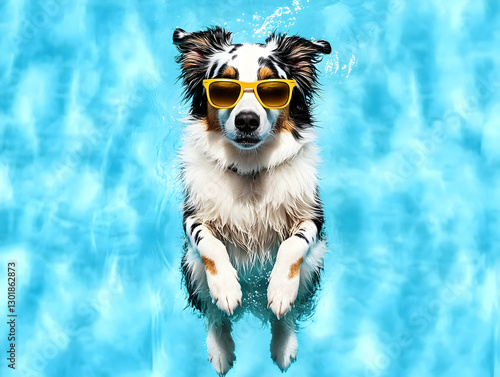 Cool Dog in Pool Illustration