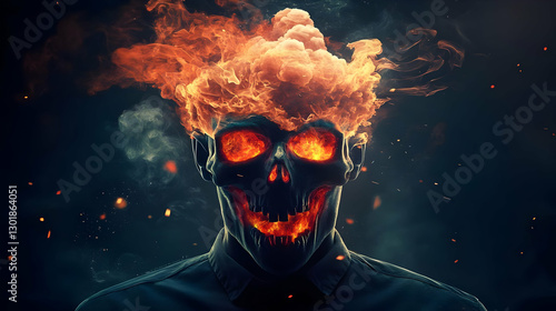 3D Illustration Burning Sku...
