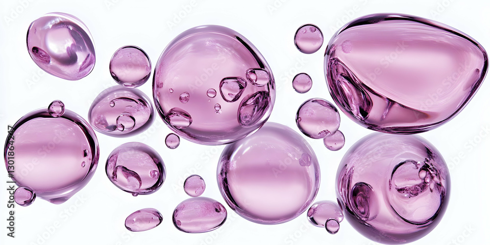 Abstract Background Illustration - Purple Bubbles Floating on White Abstract Background Illustration - Purple Bubbles Floating on White
