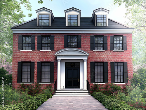 3D Illustration Red Brick H...