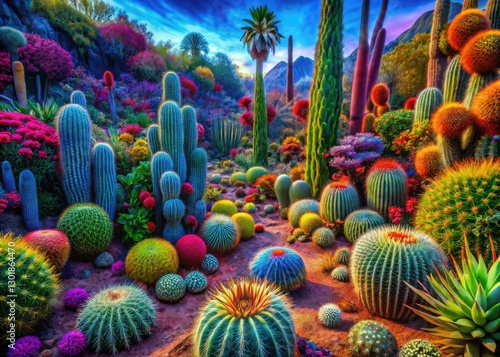 Meskalin's psychedelic journey: vibrant desert, surreal cacti, hallucinogenic flora, trippy visions bloom.