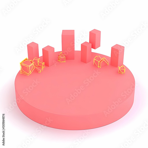 3D Illustration Pink Podium...