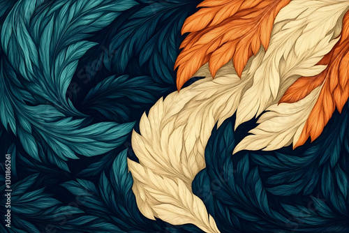Teal, Orange, Beige Abstrac...