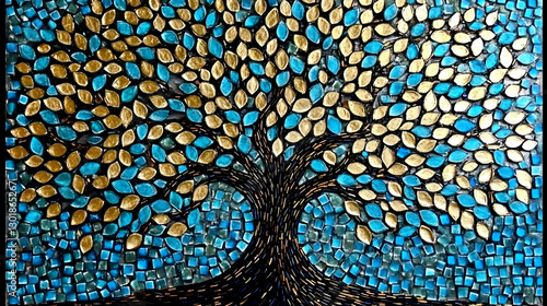 Mosaic Tree Illustration Ar...