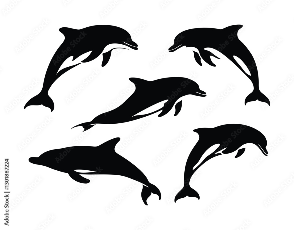 Fototapeta premium Bold Dolphin Silhouette EPS Vector Template Illustration