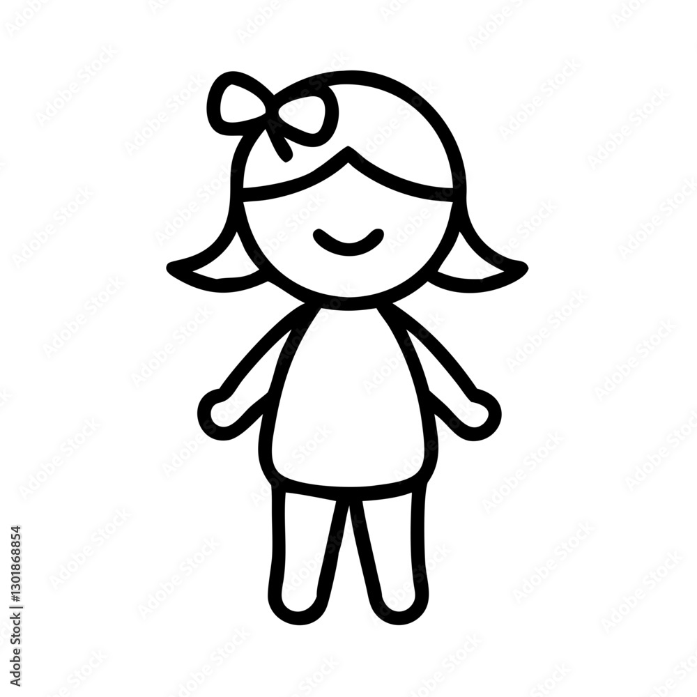 Smiling girl icon with a bow in black outline Smiling girl icon with a bow in black outline