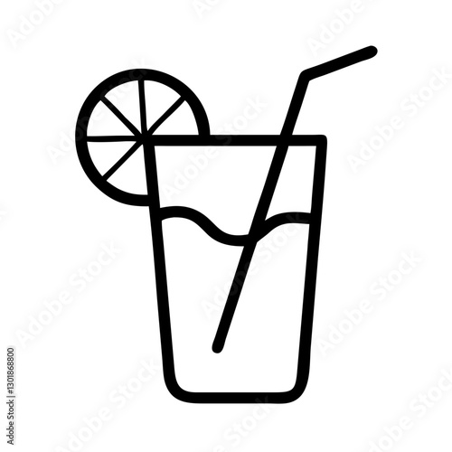 Refreshing drink icon in black outline vector style