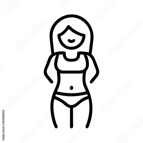 Woman in bikini icon in black outline