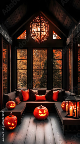 Autumnal Halloween Porch 3D...