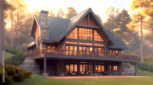 3D Illustration Modern Cabi...