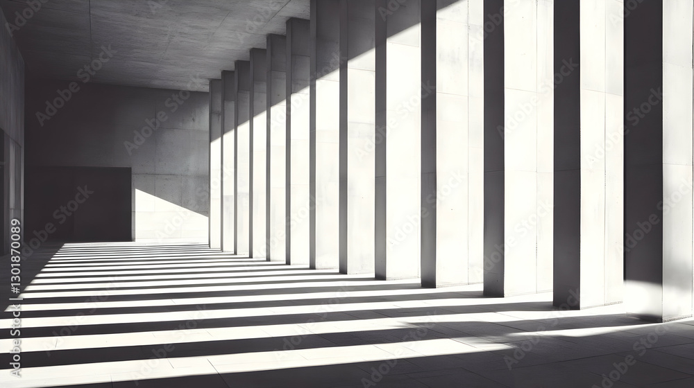 Fototapeta premium Photo Architectural Structure Light and Shadow Concrete Pillars Minimalist Design