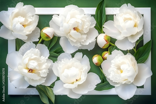 Illustration White Peonies ...