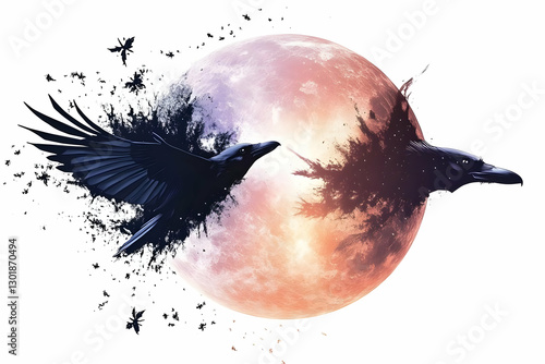 Illustration - Ravens, Moon...