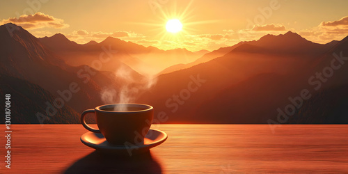 3D Illustration Sunrise Cof...