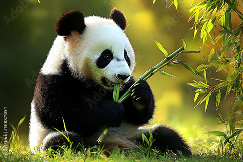 Illustration of Panda Eatin...