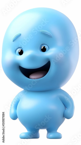 3D Illustration Happy Blue ...