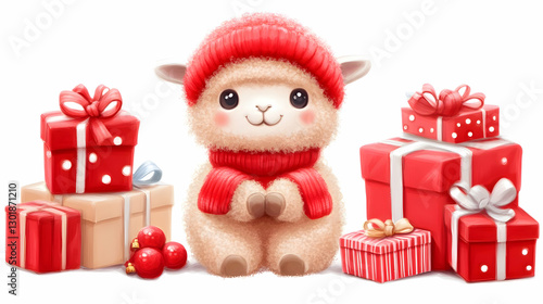 Cute Alpaca Illustration wi...