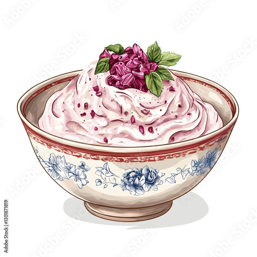 Illustrated Persian Faloodeh – Rosewater and Vermicelli Ice Dessert