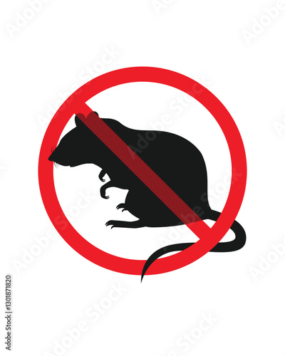 Rat crossed in a red circle stock illustration