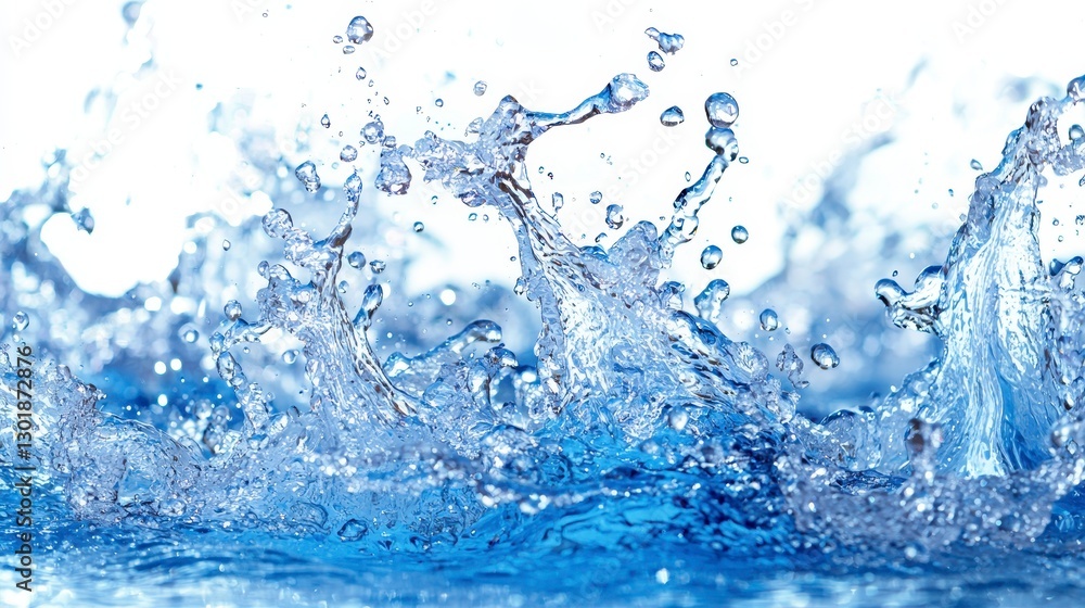 Abstract water splash, clean water, dynamic splash, pure water, close-up, isolated, studio shot, perfect use for health and wellness, drink or food product advertisements Abstract water splash, clean water, dynamic splash, pure water, close-up, isolated, studio shot, perfect use for health and wellness, drink or food product advertisements