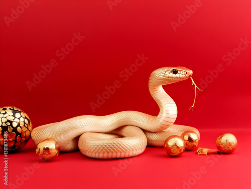 3D Illustration Golden Snak...