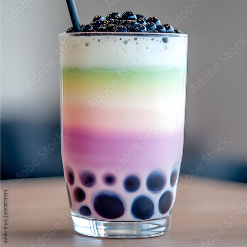 Photo Colorful Bubble Tea D...