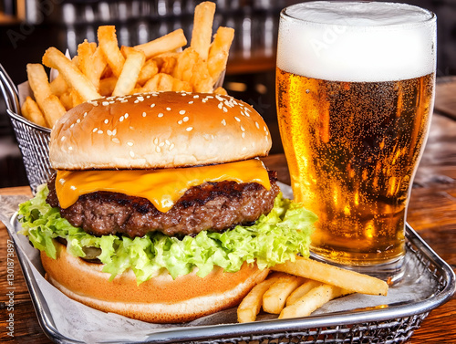 Photo, Cheeseburger, French...
