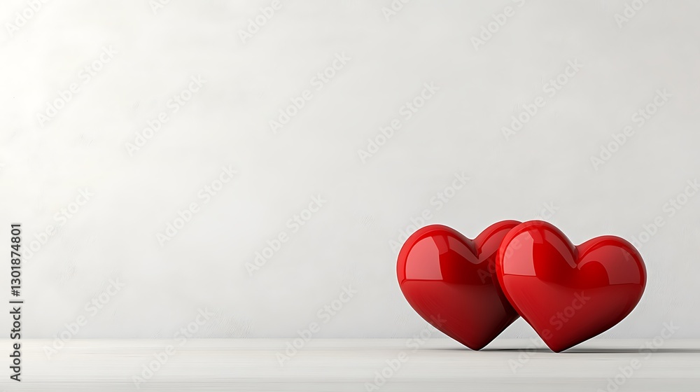 Two Shiny Red Hearts: A 3D Rendered Valentine's Day Image AI Generated Two Shiny Red Hearts: A 3D Rendered Valentine's Day Image AI Generated