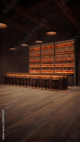 3D Illustration Empty Bar I...
