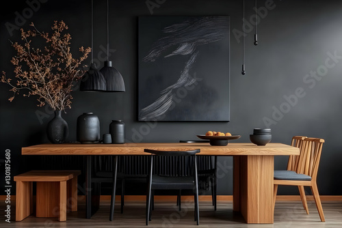 Photo Dark Dining Room Inte...