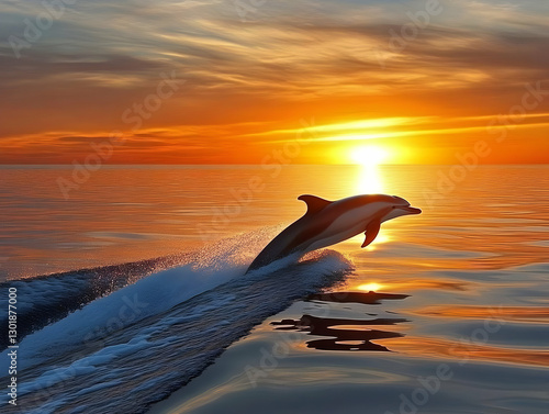 Illustration Dolphin Jumpin...