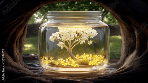 3D Illustration Glowing Tre...