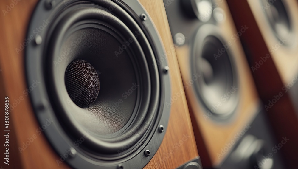 Close Up of Wooden Speakers with Black and Brown Details Close Up of Wooden Speakers with Black and Brown Details
