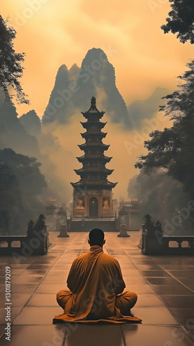Illustration - Monk Meditat...