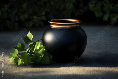 3D Illustration, Black Vase...