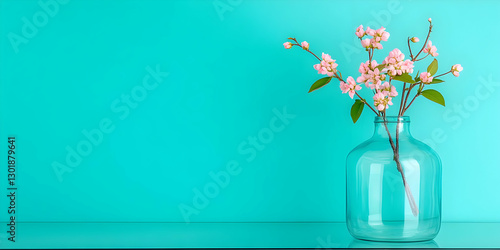 Photo Pink Flowers Glass Va...