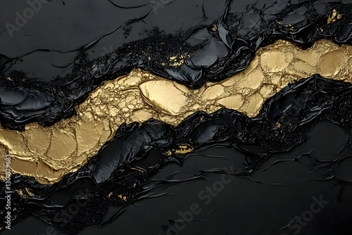 Abstract Gold Black Acrylic...