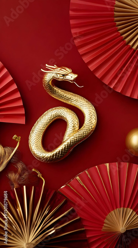 Illustration Golden Dragon,...